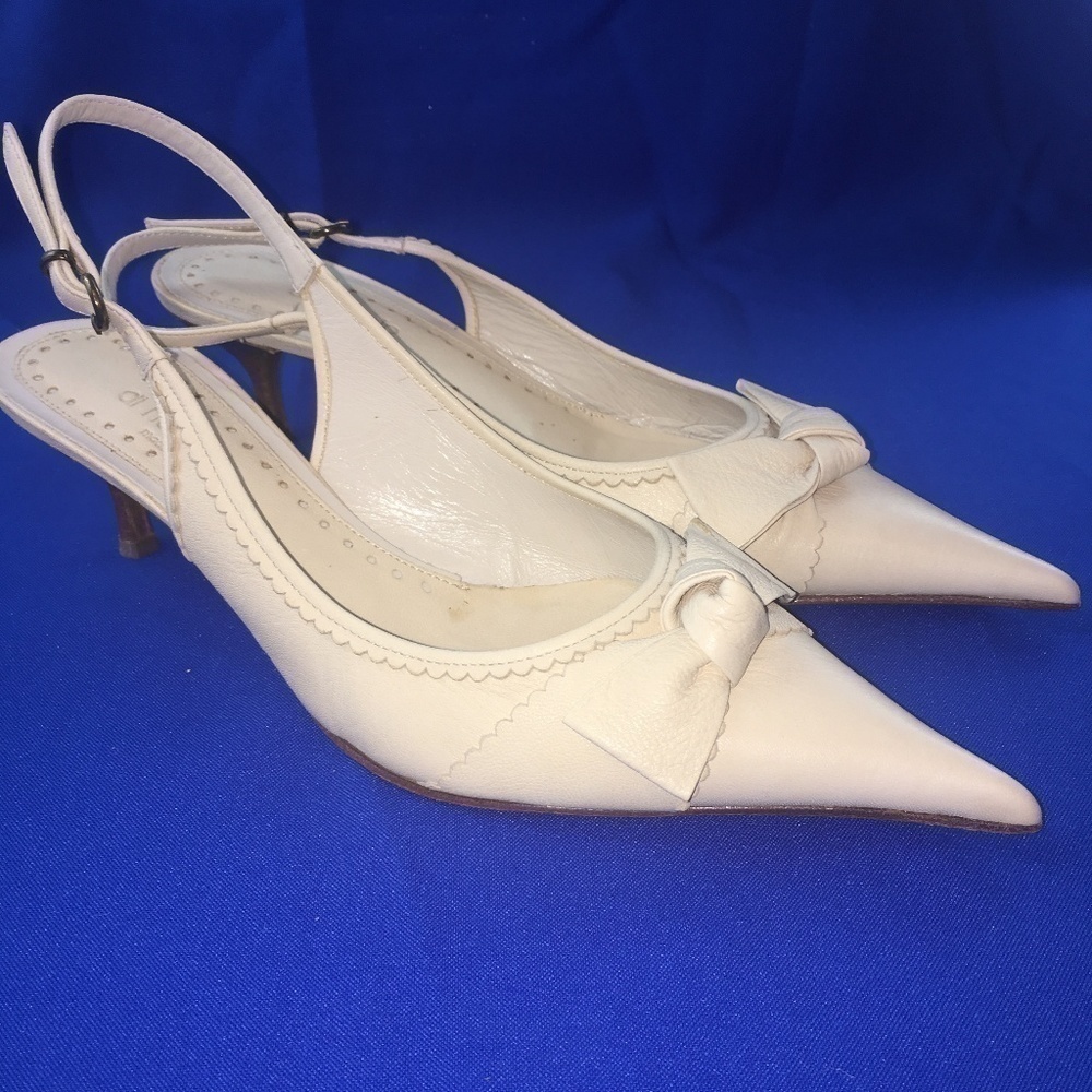 Di Nuccio Kitten Heel Slingback Leather Shoes